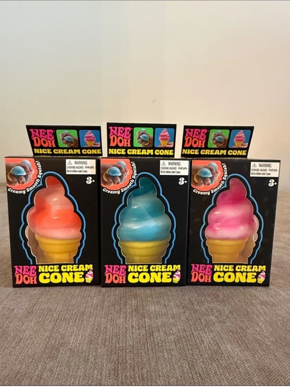 NeeDoh Nice Cream Cone - Orange, Blue, Pink | Bundle Of All 3 Colors